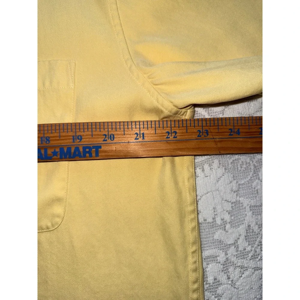 Jos. A. Bank Mens Yellow 100% Silk Herringbone Short Sleeve Button Down Shirt L
